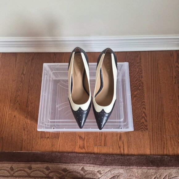 Ralph Lauren Pumps, Size 9, White/Navy Leather, All Leather - Picture 11 of 11